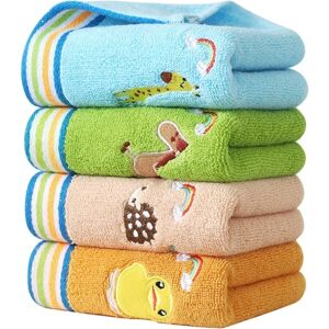 Pakke med 4 børnehåndklæder 4 farver børnehåndklæder Ansigtshåndklæder i bomuld til børn