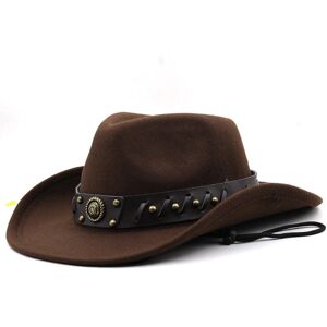 Cowherd Western Cowboy Hat Ulden Jazz Top Hat til mænd og kvinder Kaffe farve