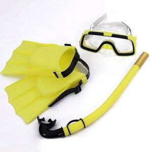 Dykkermaskesæt til børn Anti-dug Svømmebrillermasker Snorkelfinnersæt til børn Z（Gul）