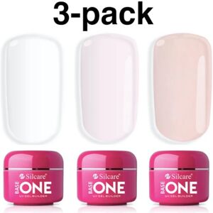 3-pak Base one - Builder - Klar, Pink, fransk pink 45g UV gel Multicolor