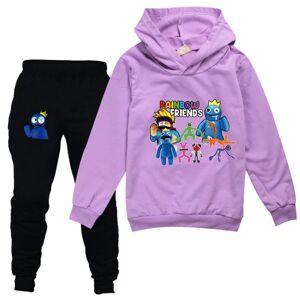 Drenge Piger Rainbow Friends Roblox Hættetrøjer Træningsdragter Toppe+ Bukser purple 140cm