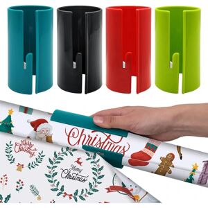 Unbranded Pakke med 4 glidende indpakningspapirskærere - bærbar rulle gavepapirskærer til jul og fødselsdagsemballage