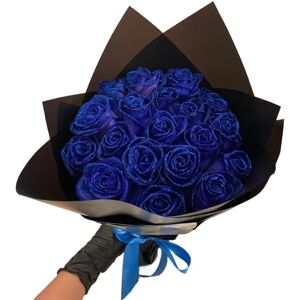 brand Glitterrosebuket Blå kunstige rosenblomster buket evigt skinnende falske roser buket kærlighedsgaver til valentinsdag gave, jubilæum Blue