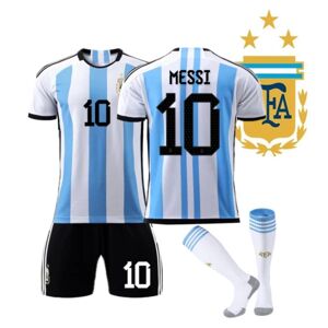 22 Argentina Hjem #10 Messi-trøje-kampsæt Fodbolduniformer-WELLNGS Kids 20(110-120CM)