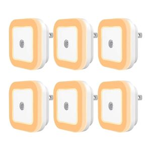 6-pak Plug-in Led Natlys Med Dusk-to-Down-sensor til trapper Yellow