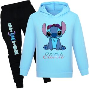 Drenge Piger Lilo og Stitch Hættetrøjer Træningsdragter Toppe+sweatbukser blue 140cm