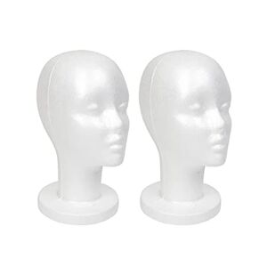 Hvidt skummannequinhoveddisplay, Styrofoam parykhoved (2 pakke)