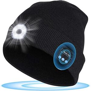 Lysende trådløs musik bluetooth beanie, indbyggede stereohøjttalere og mikrofon, USB genopladelig LED lysende strikket