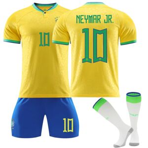 Goodies Neymar Jr #10 Fodboldsæt til børn Fodboldtrøje Træningsdragt Brasilien Ude Nyeste Brazil home Kids 24(130-140CM)