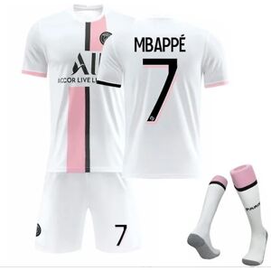 Goodies Fodboldsæt Fodboldtrøje Træningstrøje Mbappe fodboldtrøjer til voksne børn White 24（8-9Years）