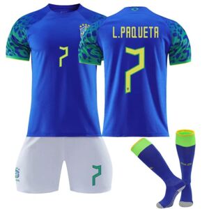 Goodies Qatar VM 2022 Brasilien Lucas Paqueta #7 Trøje Samba Herre fodbold T-shirts Jerseysæt Børn Unge Kids 26(140-150cm)