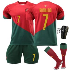 Goodies Portugal VM Hjemmetrøje nr. 7 Ronaldo, Børnetrøje Voksen Børn Nyeste fodboldtrøjer Nr 7 + str+sky Kis 26（140-150CM）