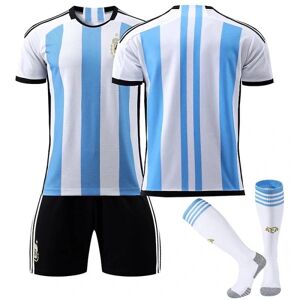 Goodies Argentina World Cup mænds hjemmefodboldtrøje T-shirt shorts sæt fodbold 3-delt sæt til børn Voksne fodboldtrøjer Adult XL（180-190cm）