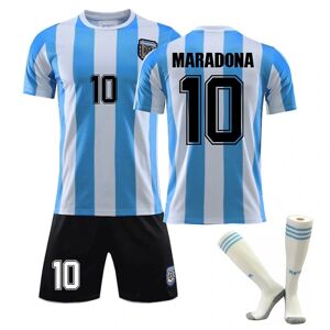 Goodies VM 1986 Argentina Maradona nr. 10 Retro fodboldtrøjesæt sæt Kids 20(110-120cm)
