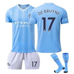 Goodies 23-24 Manchester City hjemmefodboldtrøjer 17 De Bruyne Ny sæson Seneste fodboldtrøje til voksne børn Kids 22(120-130cm)