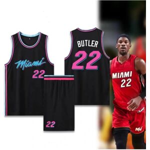 Goodies Basketballtrøjer Sportstøj Jimmy Butler Miami Heat nr. 22 Basketballtrøjer Voksne Børn Fodboldtrøjer City Edition Black Adult 4XL（180-185cm）