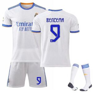 Goodies Benzema #9 Fodboldtrøje Fodboldtrøje 21-22 sæson Real Madrid Voksne Børn 26(140-150cm)