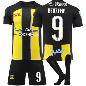 Benzema 23-24 Saudi-Arabien liga Al-Ittihad Trøje nr. 9 Hjemmefodboldtrøjesæt Voksen Børn Goodies Sæsonopdatering Adult XL（180-190cm）