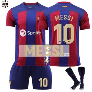 Goodies 23-24 Messi 10 Ny Barcelona New Season Trøje Seneste Voksne Børn Fodboldtrøje Adult XS（160-165cm）