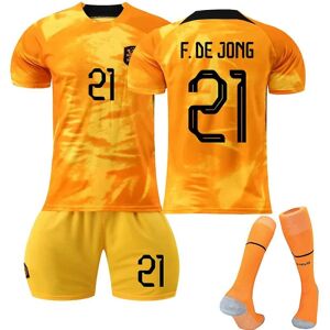 Goodies 22-23 Holland Hjemmesæt #10 #4 #21 T-shirt fodbolduniform Voksne Børn Nyeste No.21 Frenkie de Jong 26