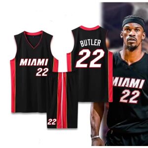 Basketballtrøjer Sportstøj Jimmy Butler Miami Heat nr. 22 Basketballtrøjer Voksne børn Classic Black Adult 2XL（170-175cm）