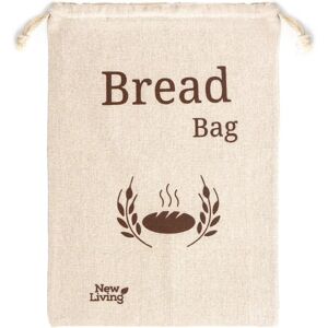 2 Pack New Living Natural Linen Bread Bag   Økologisk blanding   2 x genanvendelige brødposer   Madopbevaringspose   Opbevaringsposer til brød   38x27 cm   Øko brødpose