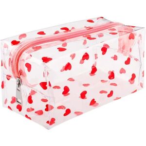 Klare kosmetiske tasker, PVC penalhus Gennemsigtig frugt makeup tasker Sød rejsevask kosmetisk pose til kvinder piger (hjerte)