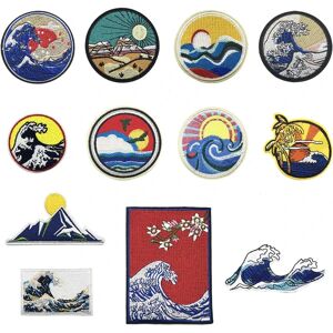 Iron-on Patch, 12 STK Sunset Wave Iron-on Patch Sticker eller Sew-o