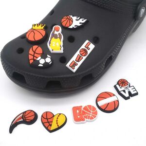10 stykker 3D træsko sandaler ornamenter (basketball), sko charms, Cu