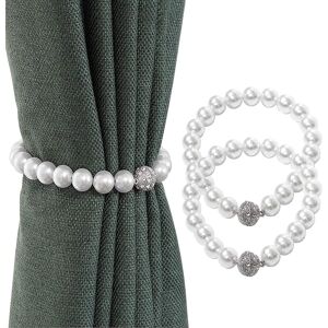 2 pakke hvide perler magnetiske gardinbindinger, simple og el