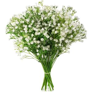5 Stykker Hvide Kunstige Blomster - Kunstig Plast Falsk til