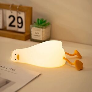 Liggende flad andelampe, LED Squishy Duck Lampe, Cute Lig