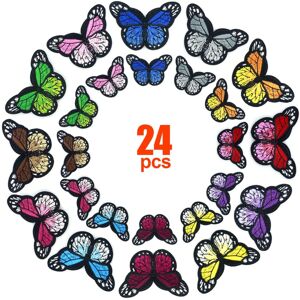 24 stk. Butterfly Strygelapper, 2 Størrelse Broderet Sy Applique