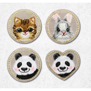 4 stykker Animal Brodery Iron-on Patch, Broderi Sticker Iron