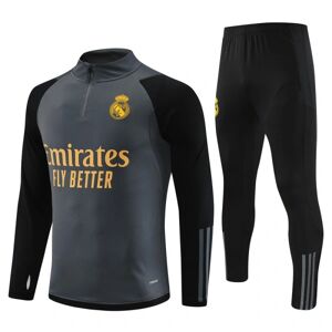 23-24 Nyt Real Madrid langærmet trøjesæt til voksne og børns fodbolduniform træningsuniform julegave gray 16#
