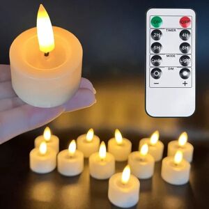 Batteridrevne tealights med timer fjernbetjening, flammele