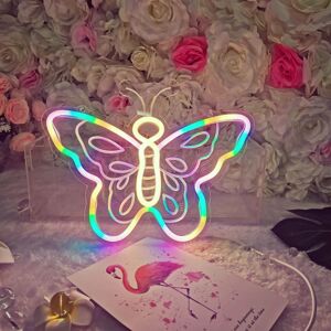 Butterfly Neon Sign with 3D Art, Powered by USB Neon Butterfly Sign. Farverig neonskilt sommerfugl med dæmpbar kontakt (sommerfugl/10,63