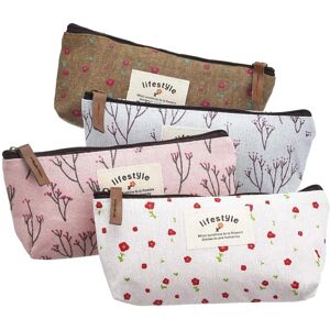 4 stykker pennehylster Pencil Bag Canvas Pencil Pen Case Penholder