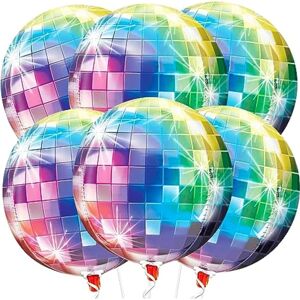 Store balloner 22 tommer - pakke med 6   Flerfarvet, 4D Disco Bal