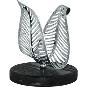 Fritstående moderne servietholder m/ Silver Metal Leaf & Black Wo