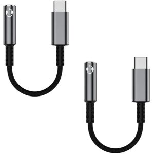 USB C til 3,5 mm hun-hovedtelefonstikadapter (2 pakker), USB-type