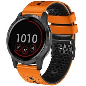 Til Garmin Vivoactive 4 22 mm perforeret tofarvet silikoneurrem Orange-Black