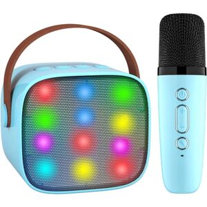 OCEAN Karaokemaskine til børn med mikrofon (blå), bærbar Bluetooth k