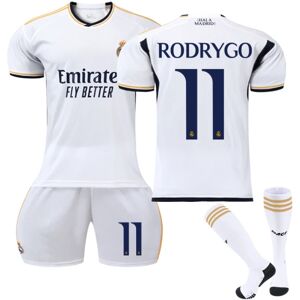 2023-2024 Real Madrid hjemmefodboldtrøje til børn Z X nr 11 RODRYGO 8-9 Years