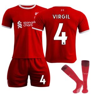 23-24 Liverpool Home Børnefodboldtrøje nr. 4 VIRGIL K 8-9 years