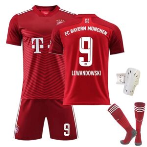 FC Bayern München Fodboldsæt til børn Fodboldtrøje Træningstrøjedragt 21/22 - Lewandowski/Sane/Muller W Y Lewandowski Home 16 (90-100cm)