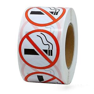 500 stk/rulle Rygning forbudt logoskilt Restaurant Busbutik Runde advarselsmærkater