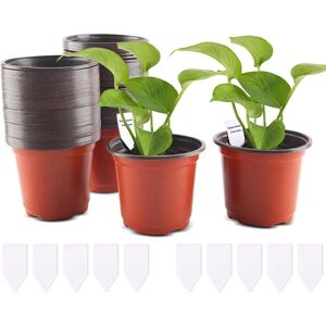 100 stk. Plastplantepotter, 10cm Plastkimplante-urtepotter med etiketter Planter Planteskoler Blomsterplantebeholder