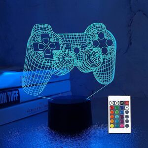 LOST STAR 3d gamepad lampe spilkonsol natlys 3d illusion lampe til børn, 16 farver skiftende med fjernbetjening, spillerum gamer gave, børneværelsesindretning