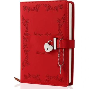 LOST STAR Dagbog med lås og nøgle til piger Tykke 360 sider læder hjerteformet låsejournal Sød låst hemmelig dagbog Notesbog til kvinder Voksne A5 (pink